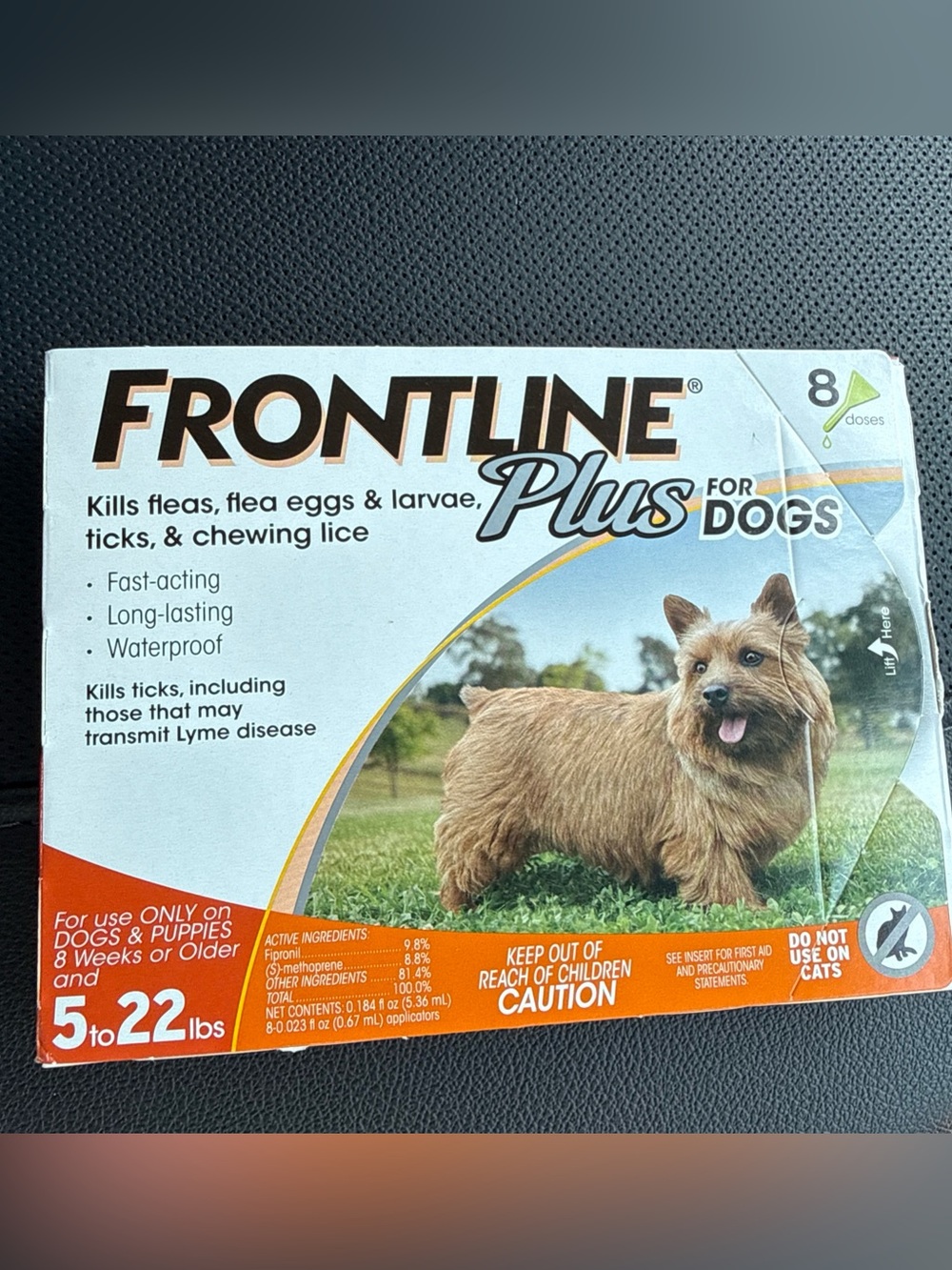 Frontline Plus for Small Dogs 5-22 lbs - 8 Doses Flea & Tick Treatment